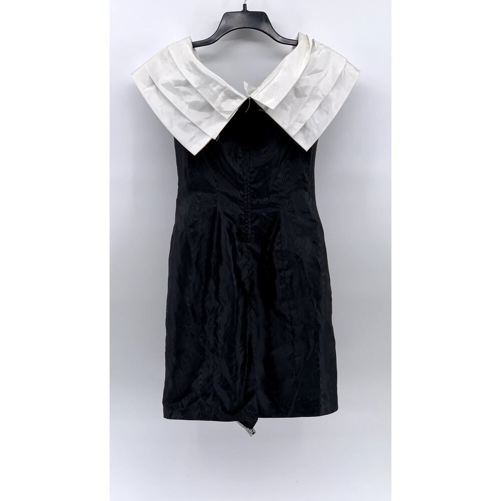 UNBRANDED Women's Black-White Pleated Shoulder Dress SZ S - Picture 3 of 11